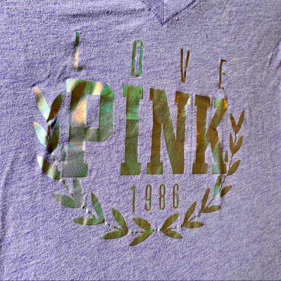 PINK Purple and iridescent V neck T-shirt - Picture 4 of 4